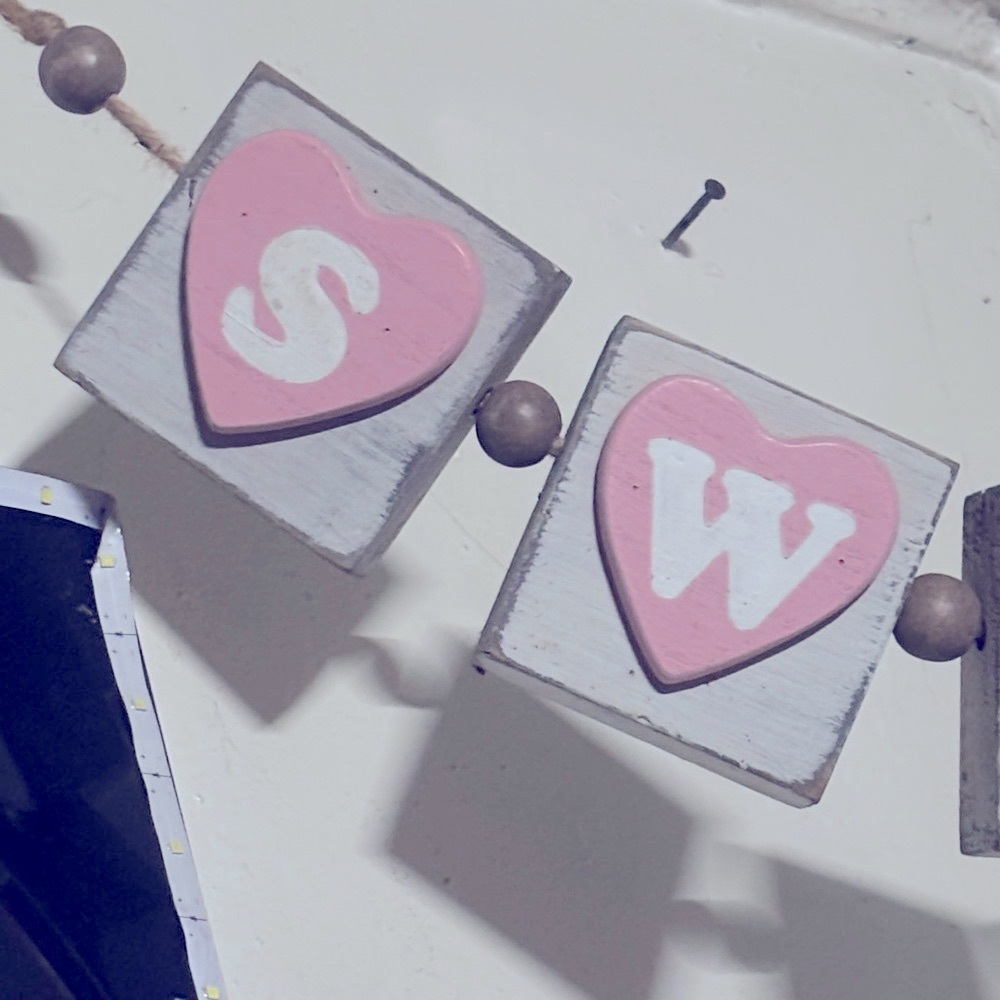“Sweet Heart Block Garland for Valentines Day or Birthday Partys- Pink and White - Picture 2 of 6